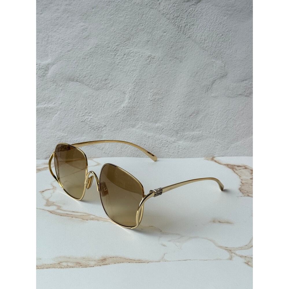 NEW Miu Miu MU A57S Oversized Sunglasses in Gold Brown $637 - Picture 5 of 7